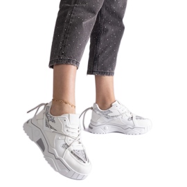 Vita damsneakers med glitter
