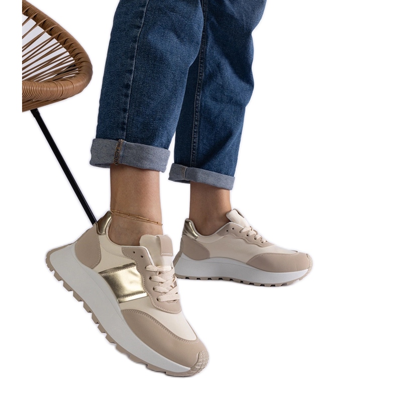 Beiga plattformssneakers beige