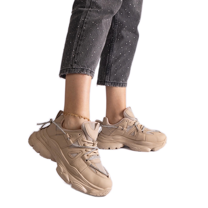 Mörkbeige damsportsneakers