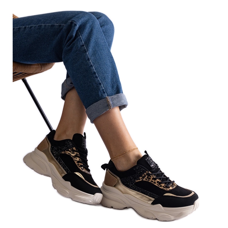 Svarta sneakers med glitterinlägg