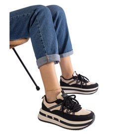 Svarta och beige damsneakers