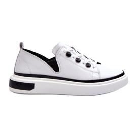 S.Barski Läder lackerade kvinnors sportskor LR535 Vit