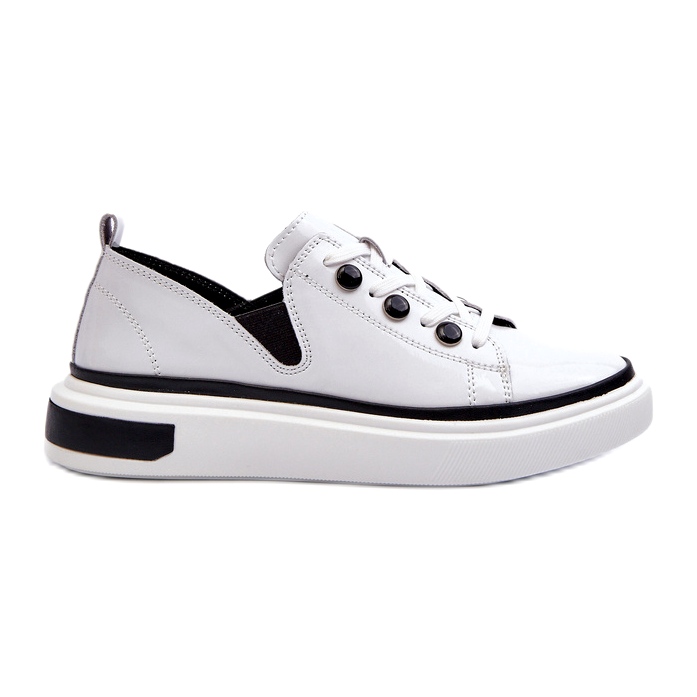 S.Barski Läder lackerade kvinnors sportskor LR535 Vit