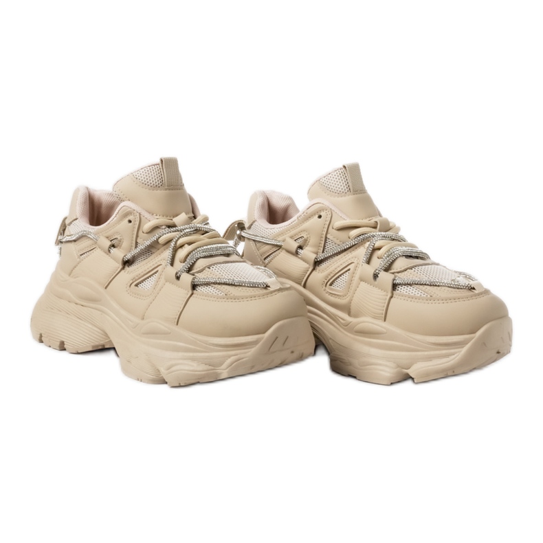 Beige plattformssneakers för kvinnor