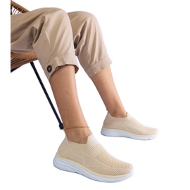 Beige slip-on sport sneakers