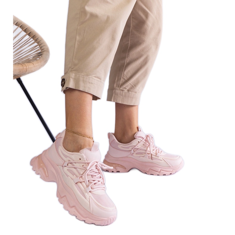 Rosa sportsneakers med massiv sula