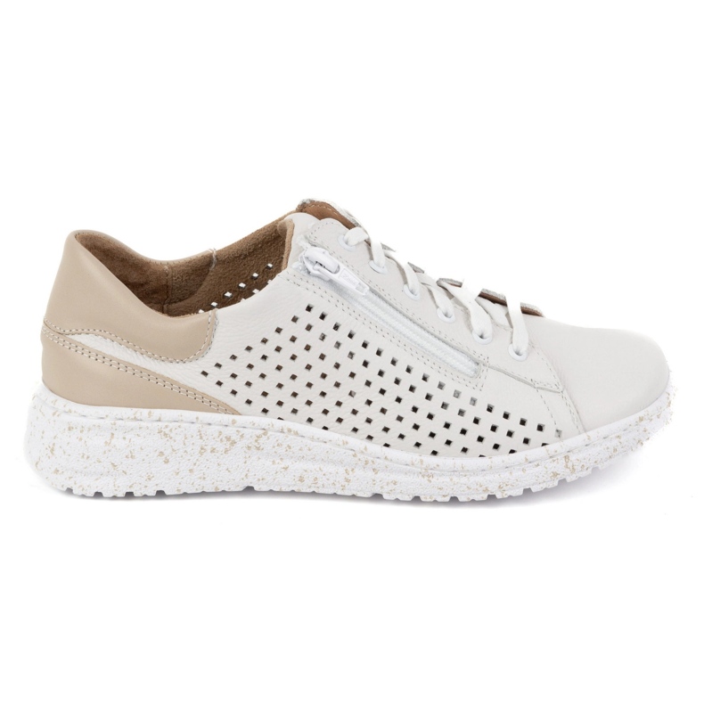 WASAK Kvinnors skor, OpenWork Leather Sneakers 0720pw White vit