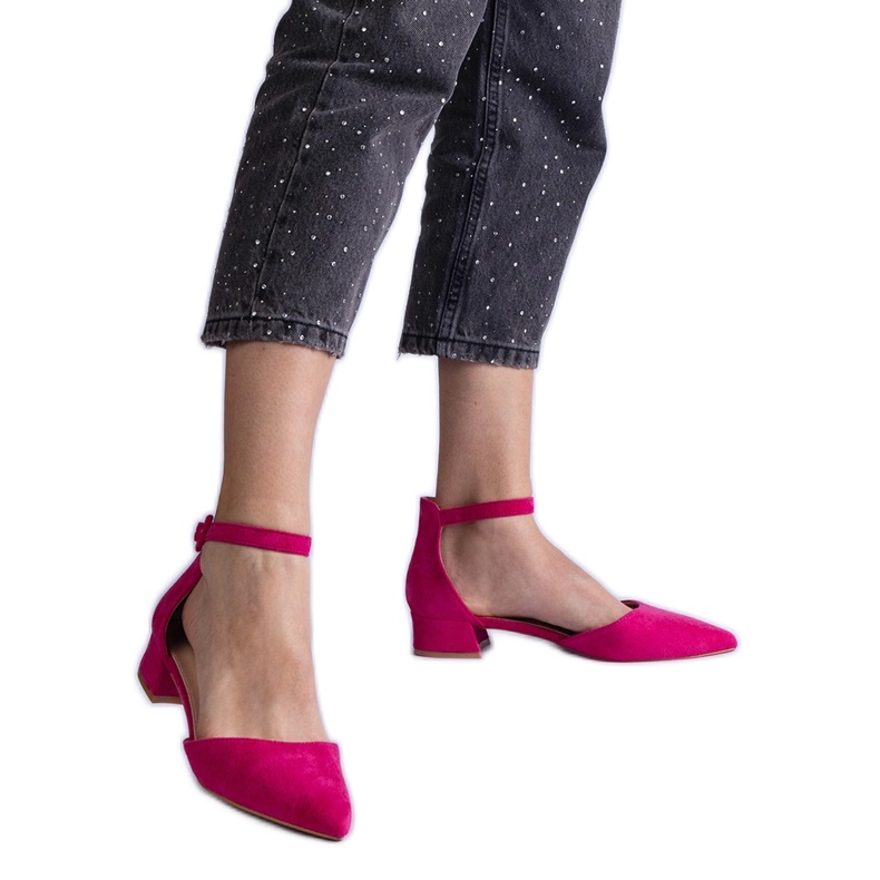 Mörkrosa lågklackade pumps