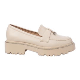 Kvinnors Eco Leather Loafers med fransar beige