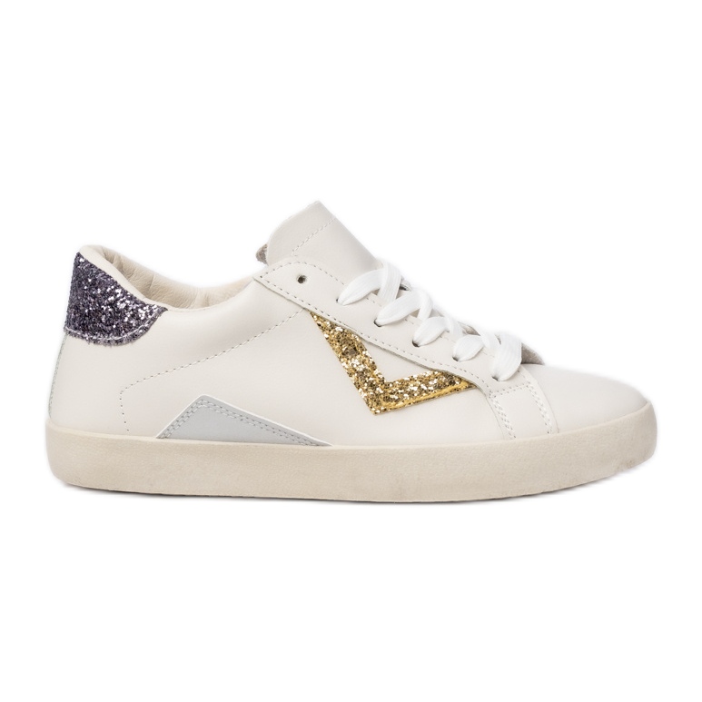 Kvinnors glitter sneakers guldinsatser vit