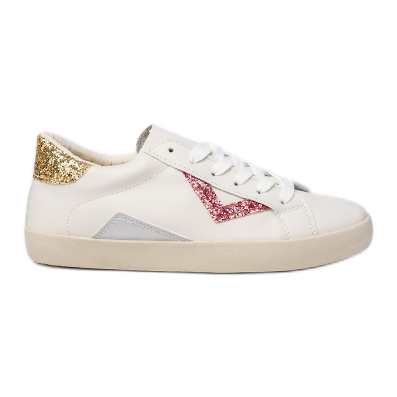 Kvinnors sneakers brokad Peachpuff -insatser vit