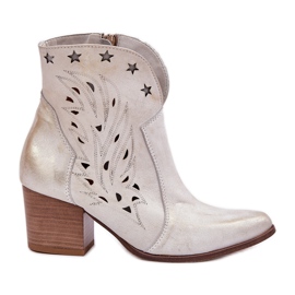 Lewski Shoes Openwork Leather Cowboy Boots på Lewski Post 3613 Zloty torkade gyllene