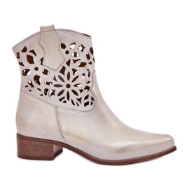 Zazoo 3404 OpenWork Boots med låghelat läder torkat gyllene