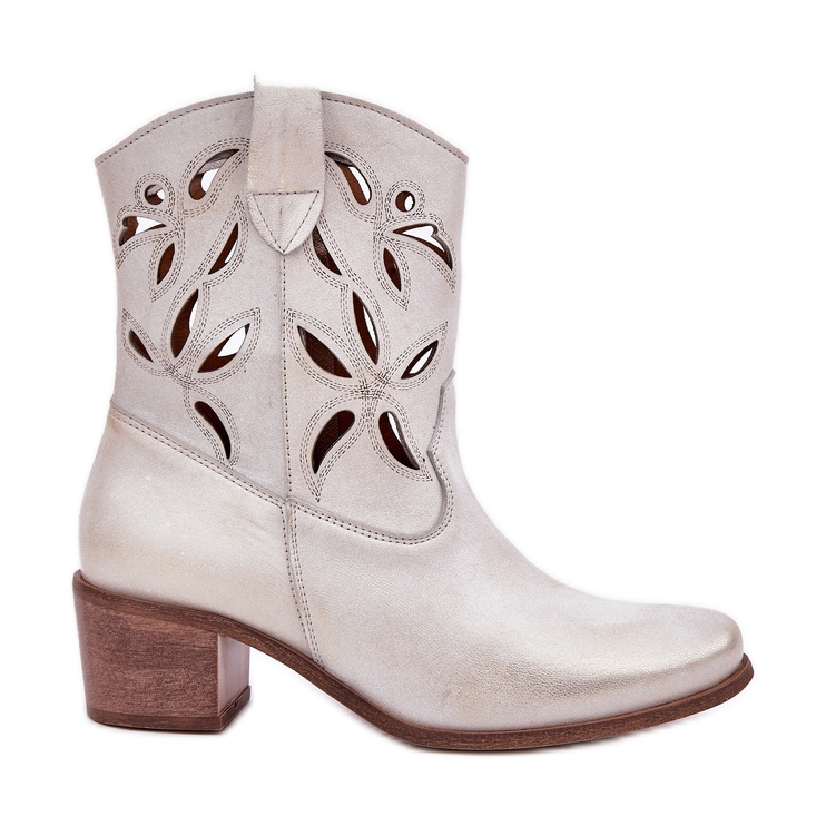 OpenWork Leather High Heels Zazoo 3621 Zloty torkade gyllene