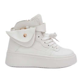 Höga sneakers med påse på den vita plattformen