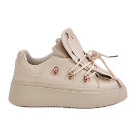 Platformsneakers dam, beige