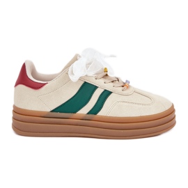 Kvinnors sneakers med stift beige