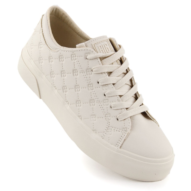 Kvinnors Eco Leather Sneakers loggade Beige Big Star RR274336