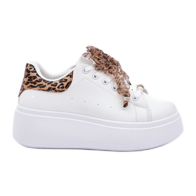 Kvinnors sneakers på plattformen med Leopard Print White vit