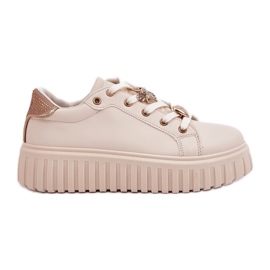 Kvinnors sneakers med stift beige