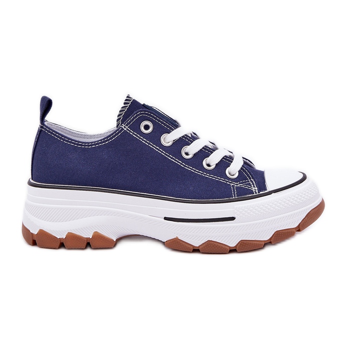 News Låga kvinnors sneakers på plattformen marinblå blå