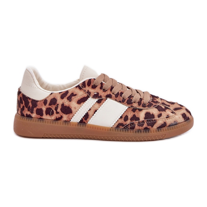 Låg kvinnors leopardtryck sneakers brun leopardtryck