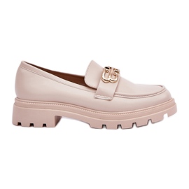 Kvinnors loafers med gyllene detalj beige