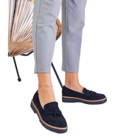 Svarta kvinnors loafers från Ekozamsz med fransar