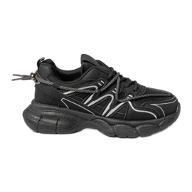 Kvinnors svarta sneakers på plattformen