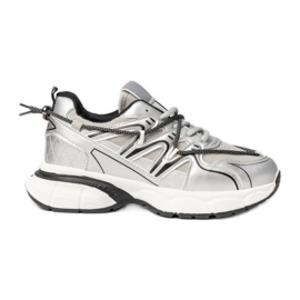 Kvinnors silver sneakers på plattformen silver-