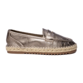 Espadrilles kvinnors bruna metalliska loafers