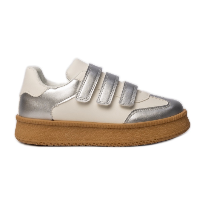 Kvinnors sport sneakers silver-vita