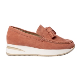 Kvinnors rosa fransade loafers