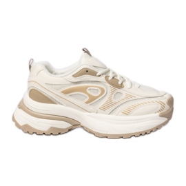 Kvinnors vit-beige sportsneakers