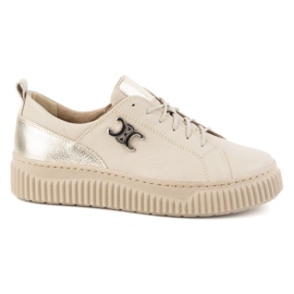Olivier Kvinnor läderskor sneakers beige
