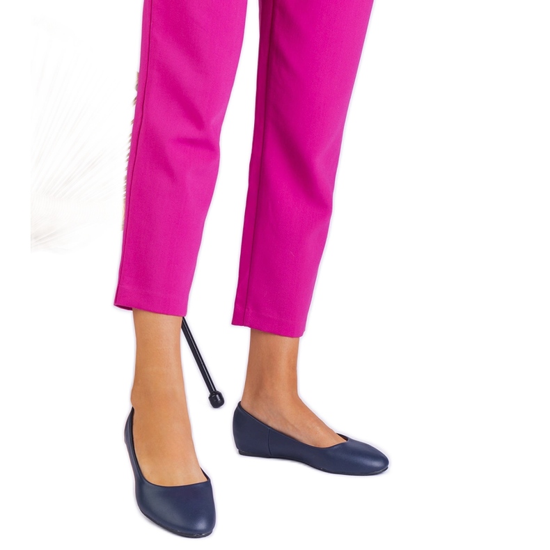 Navy Ballerinas på en dold kil av Eco -Leather blå