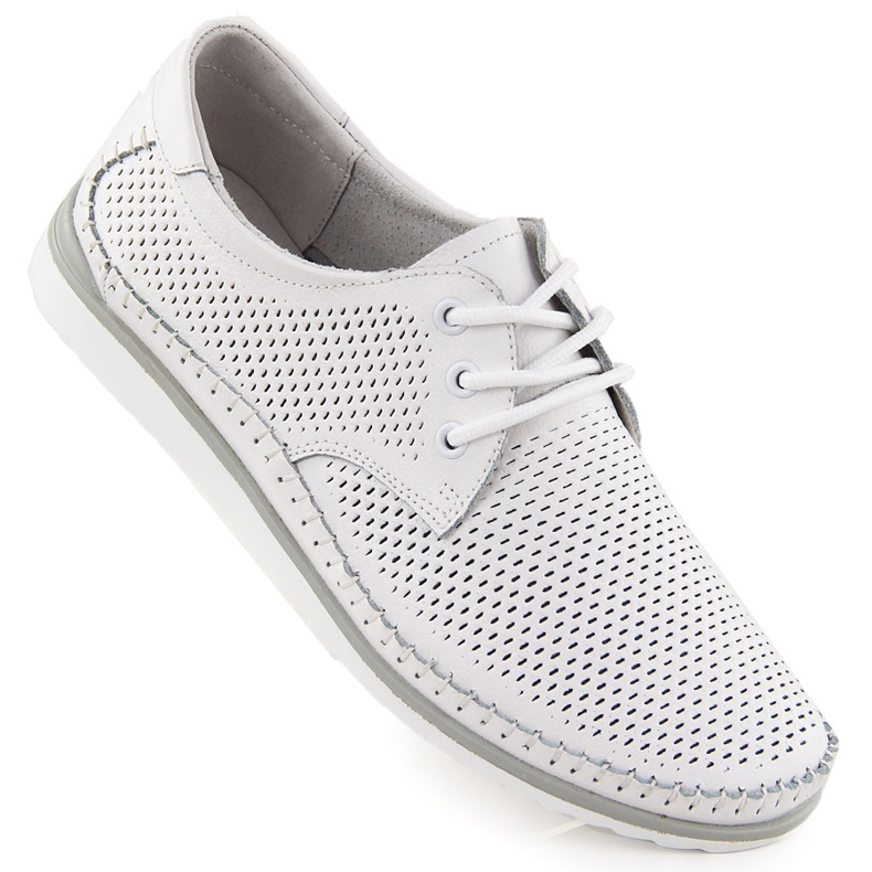 Läderskor perforerade, bekväma vita T.Sokolski W25-01