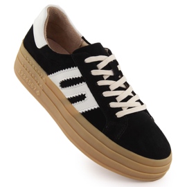 Läderskor på Black Filippo 6744 -plattformen svart