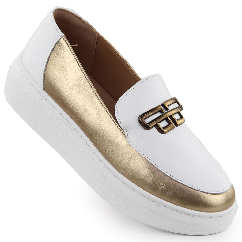 Kvinnors läderskor på plattformen White Gold T.Sokolski W25-499 vit