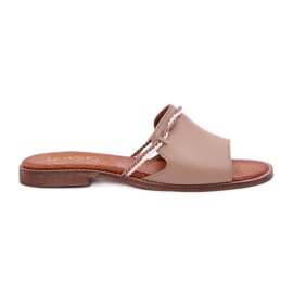 Lewski Shoes Lewski skor 3047 läder flip flops beige
