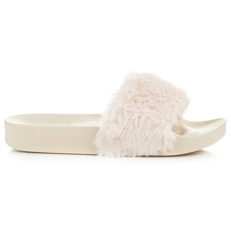 Via Giulia  Krämfärgade tofflor med päls brun