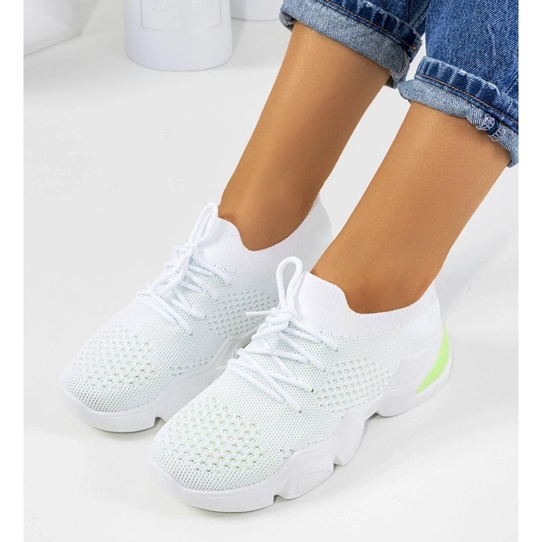 D/GMR Daniela vita och gröna sportsneakers