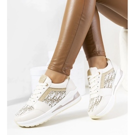 D/GMR Beige sportskor sneakers på en tjock ensam spets -upp aloisia