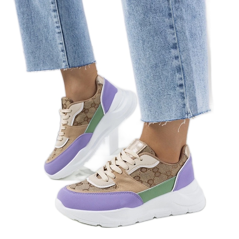 D/GMR Elyne beige och lila sneakers för kvinnor violett