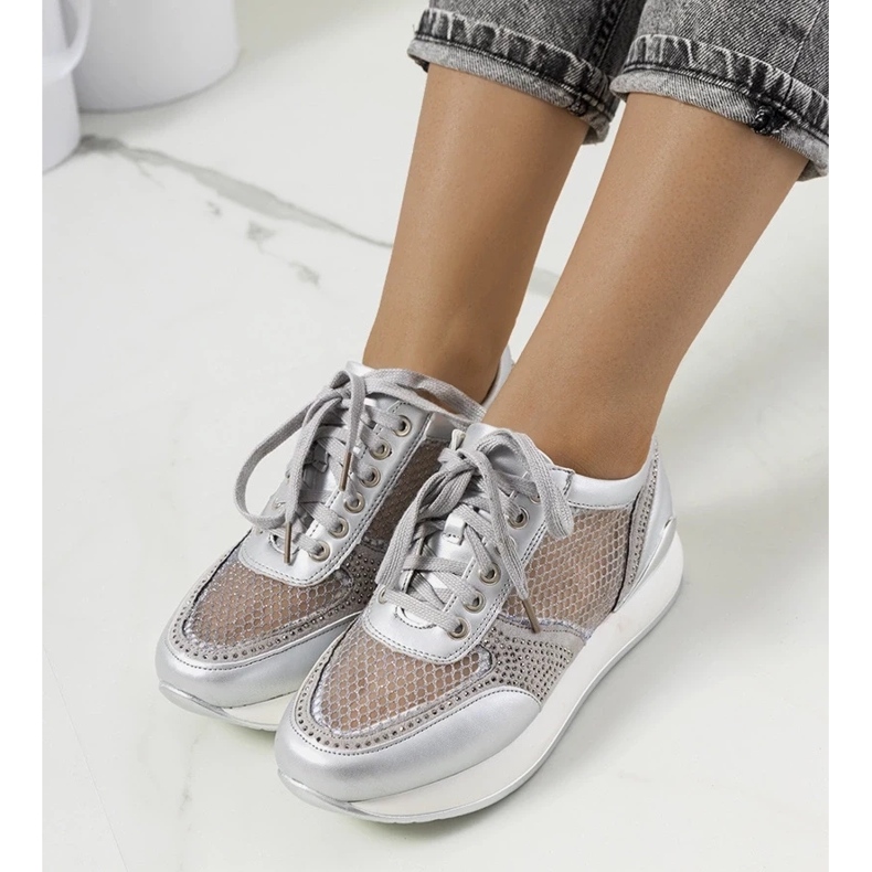D/GMR Silver sneakers med mesh från Ilkay grå