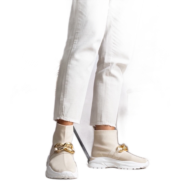 D/GMR Beige sneakers med Taryn-kedja