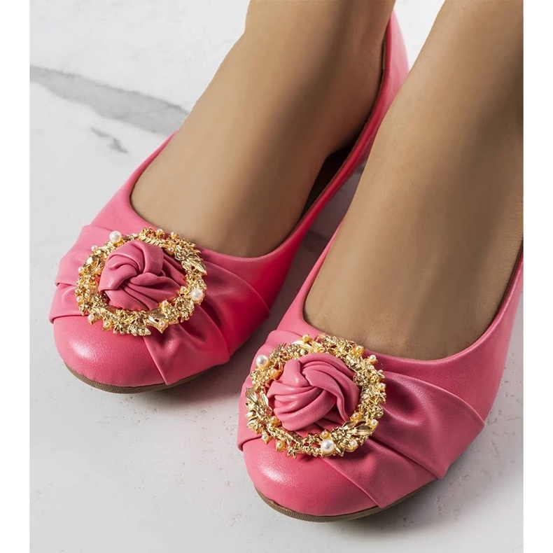 D/GMR Rosa ballerinor med gulddekor från Antoinette