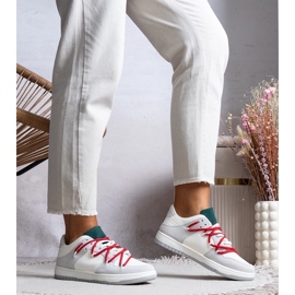 D/GMR Grå sneakers kvinnors sneakers med röda arcobaleno -snören