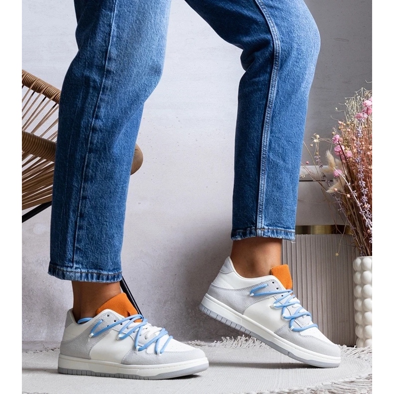 D/GMR Grå sneakers kvinnors sneakers blå strängar arcobaleno