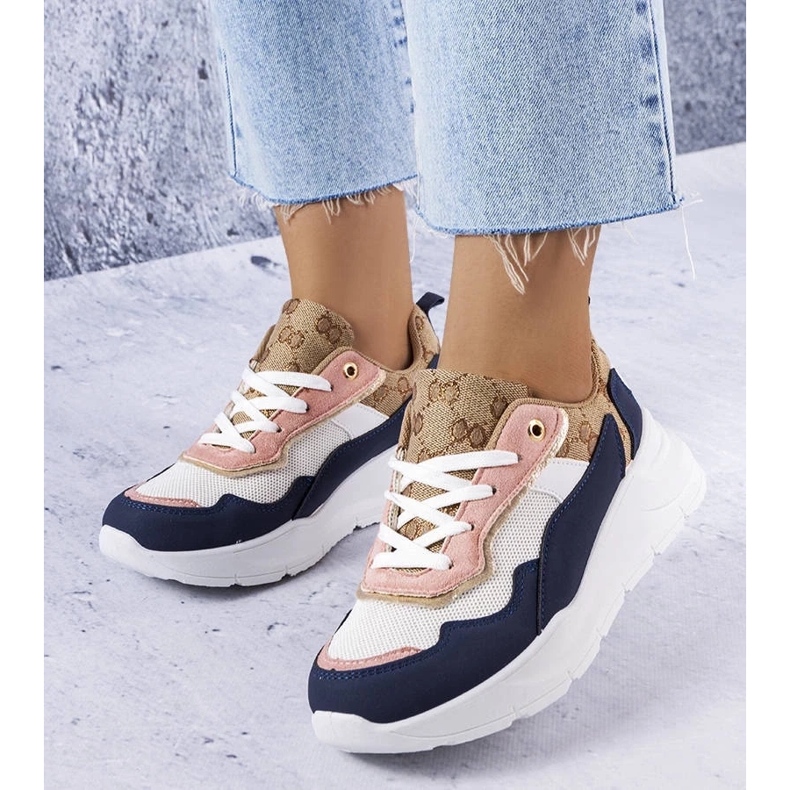 D/GMR Marinblå sneakers med guldinlägg från Lebrun